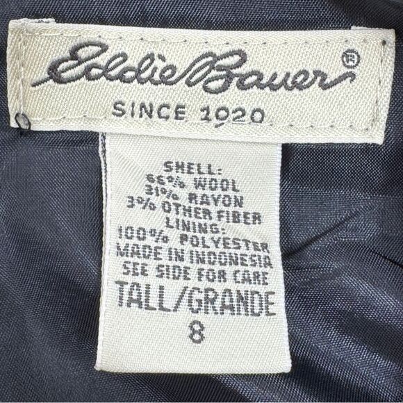 Eddie Bauer Plaid Wool Blend Tweed Pencil Skirt Black White 8 Tall - Picture 9 of 11